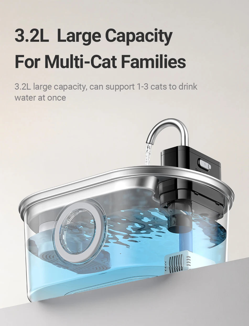 ROJECO Stainless Steel Sensor Pet Fountain