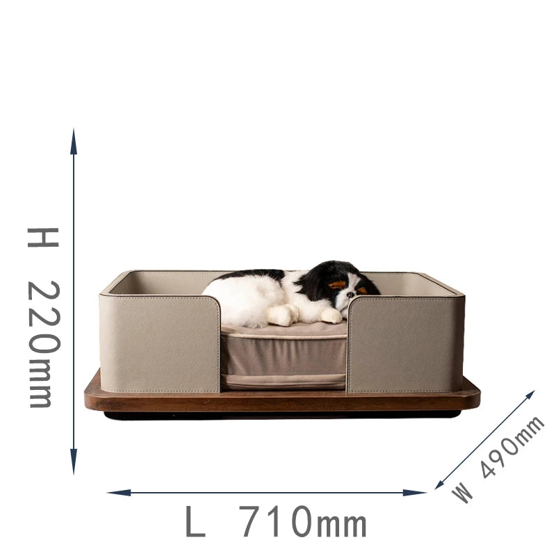 Wooden Leather Pet Bed
