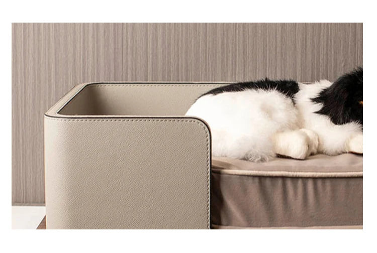 Wooden Leather Pet Bed