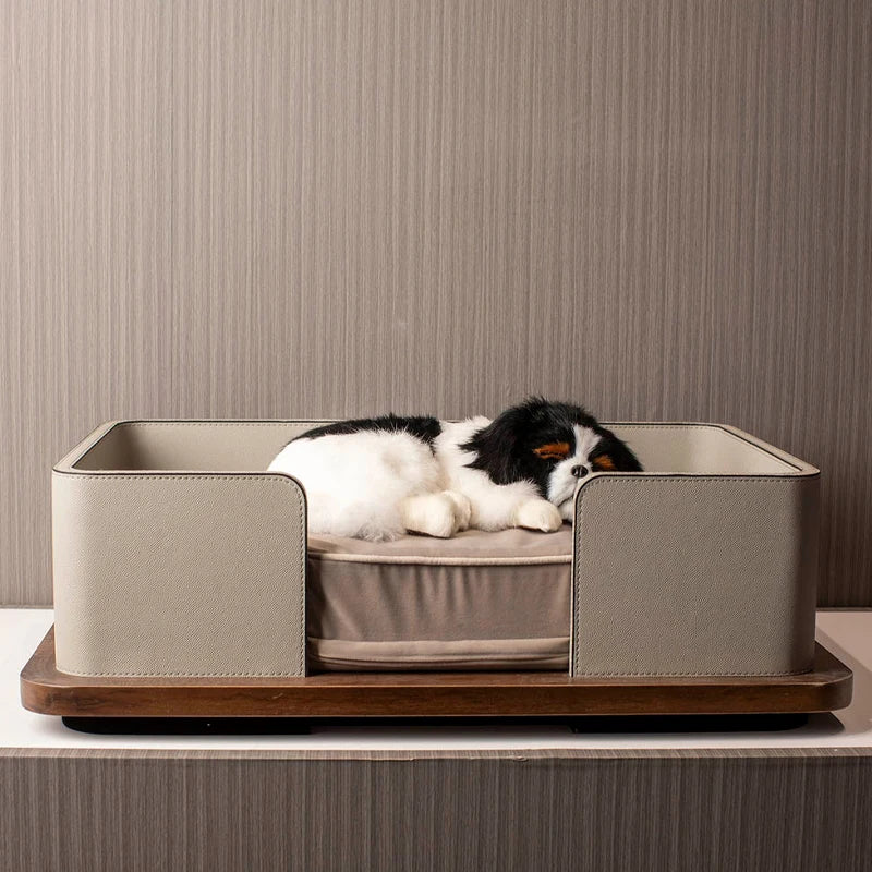 Wooden Leather Pet Bed