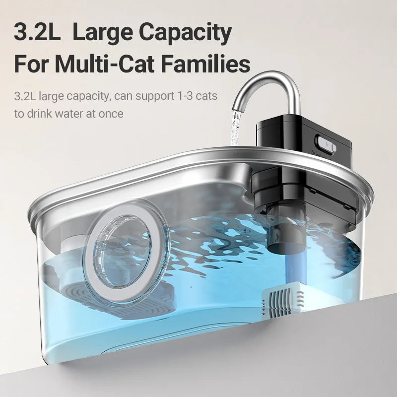 ROJECO Stainless Steel Sensor Pet Fountain