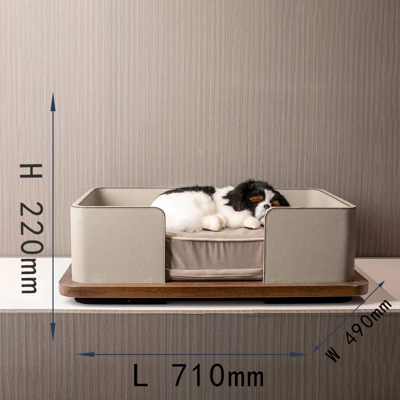 Wooden Leather Pet Bed