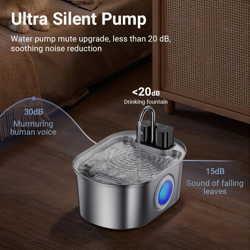 ROJECO Stainless Steel Sensor Pet Fountain