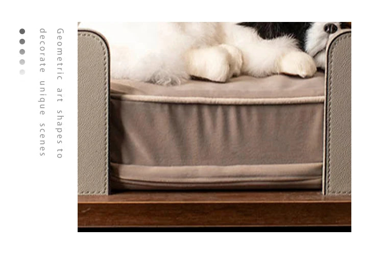 Wooden Leather Pet Bed