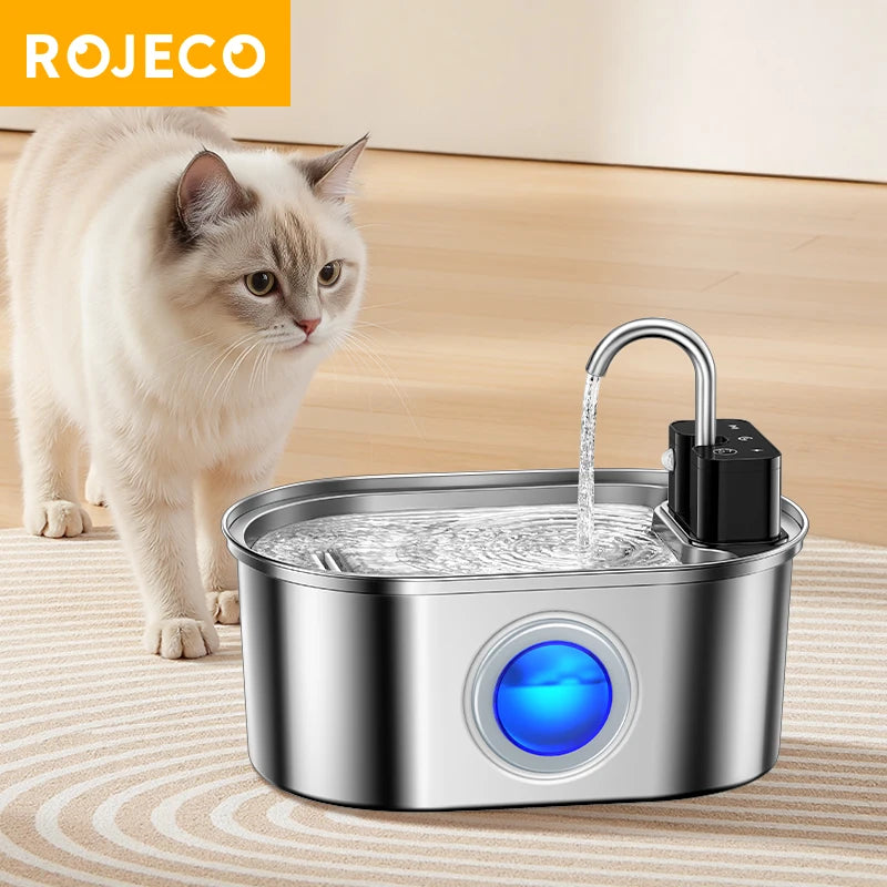 ROJECO Stainless Steel Sensor Pet Fountain