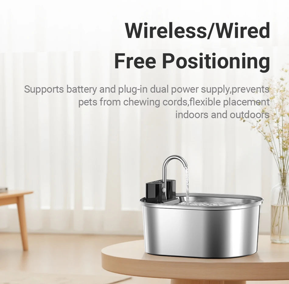 ROJECO Stainless Steel Sensor Pet Fountain
