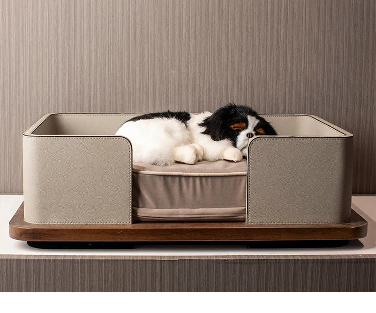 Wooden Leather Pet Bed