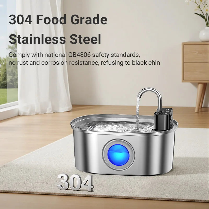 ROJECO Stainless Steel Sensor Pet Fountain