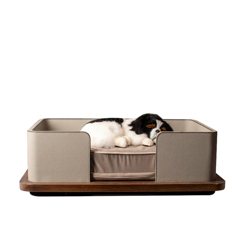 Wooden Leather Pet Bed